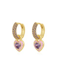 Puffy Heart Huggies - Pink - Gold - Earrings