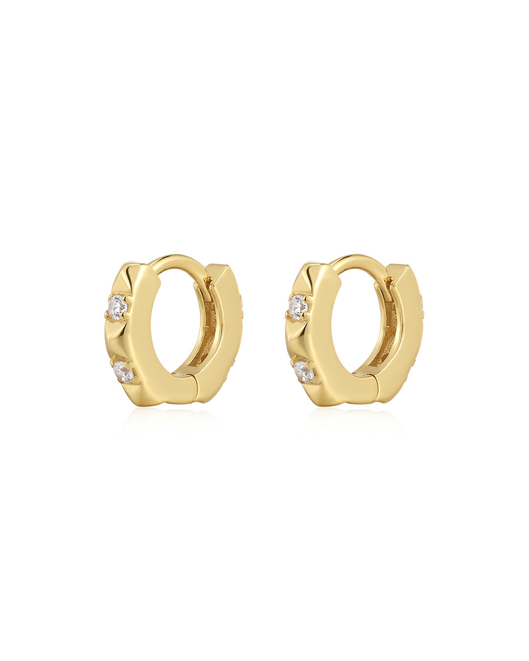 Punk Stud Pavé Huggies in Gold - Earrings