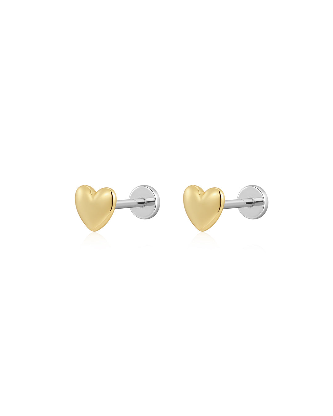 Puffy Heart Studs in Gold - Earrings