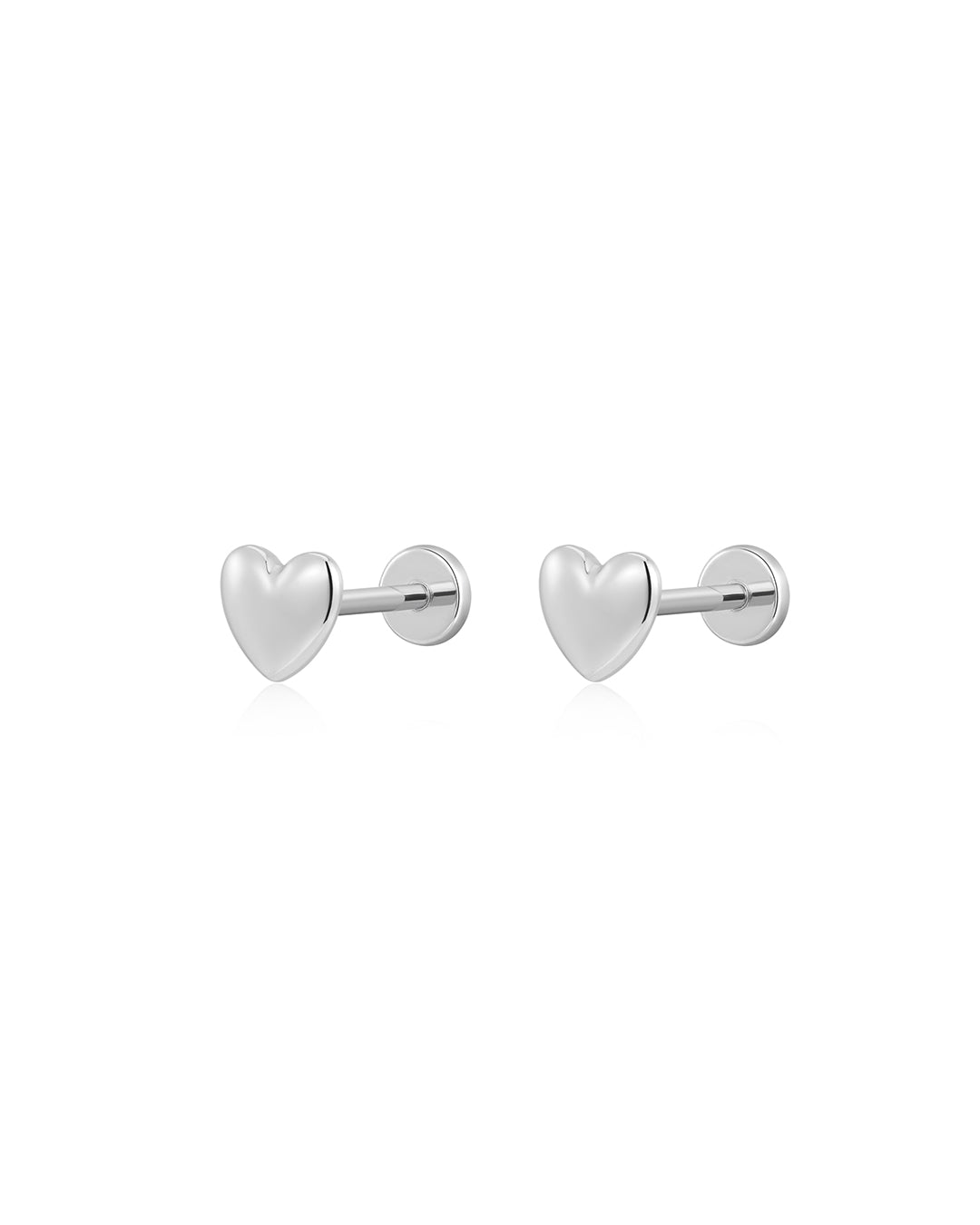 Puffy Heart Studs in Silver - Earrings — alternate view