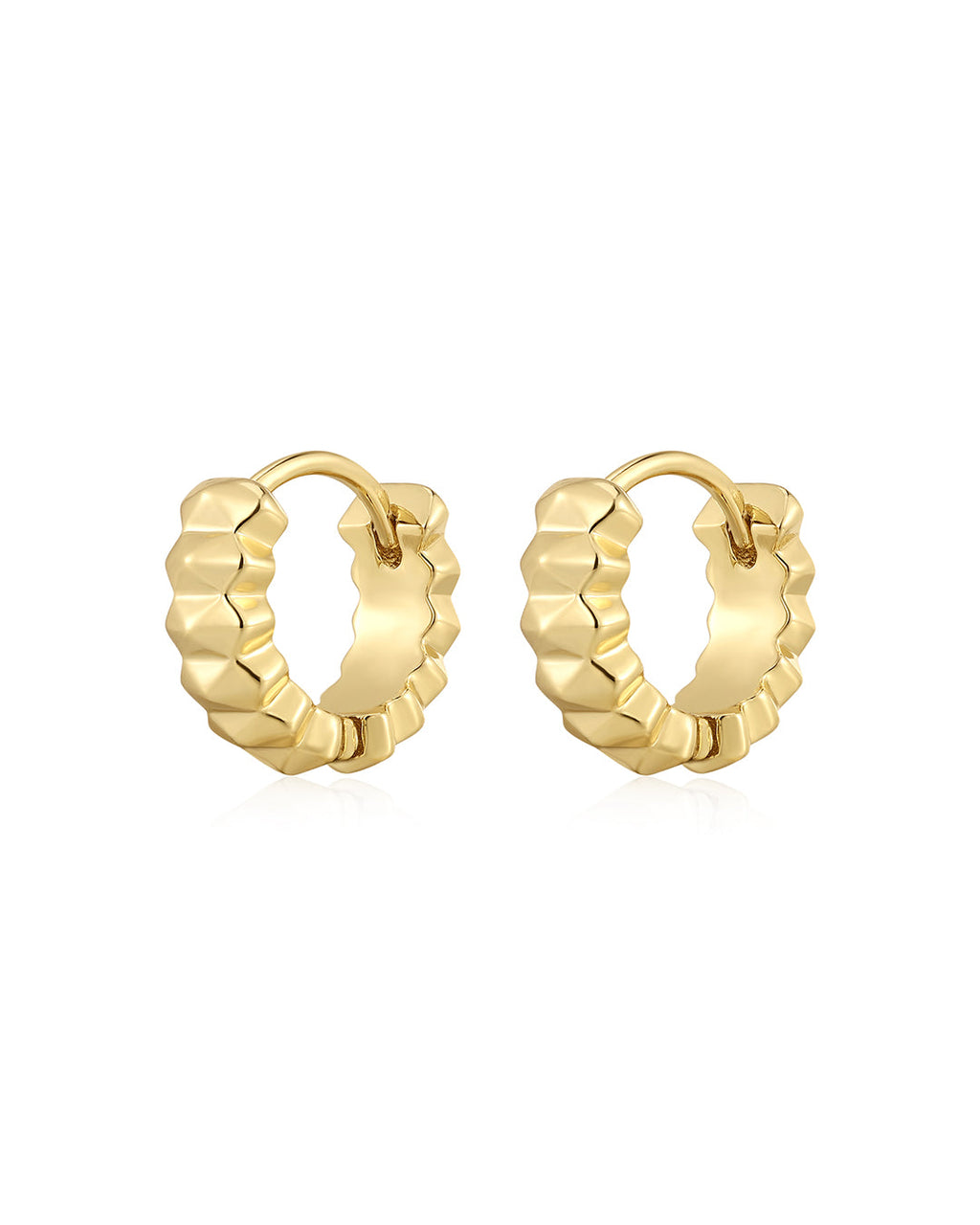 Pyramid Spike Geo Huggies in Gold - Earrings