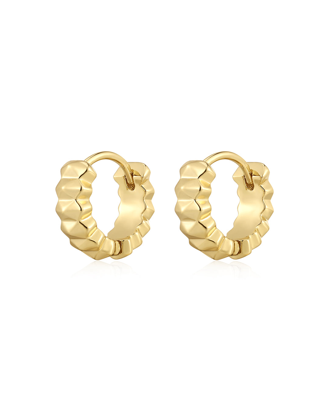 Pyramid Spike Geo Huggies in Gold - Earrings