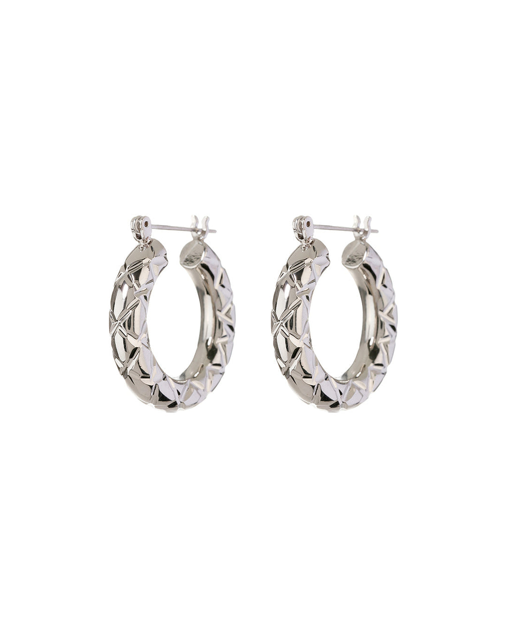 Quilted Baby Amalfi Hoops - Silver