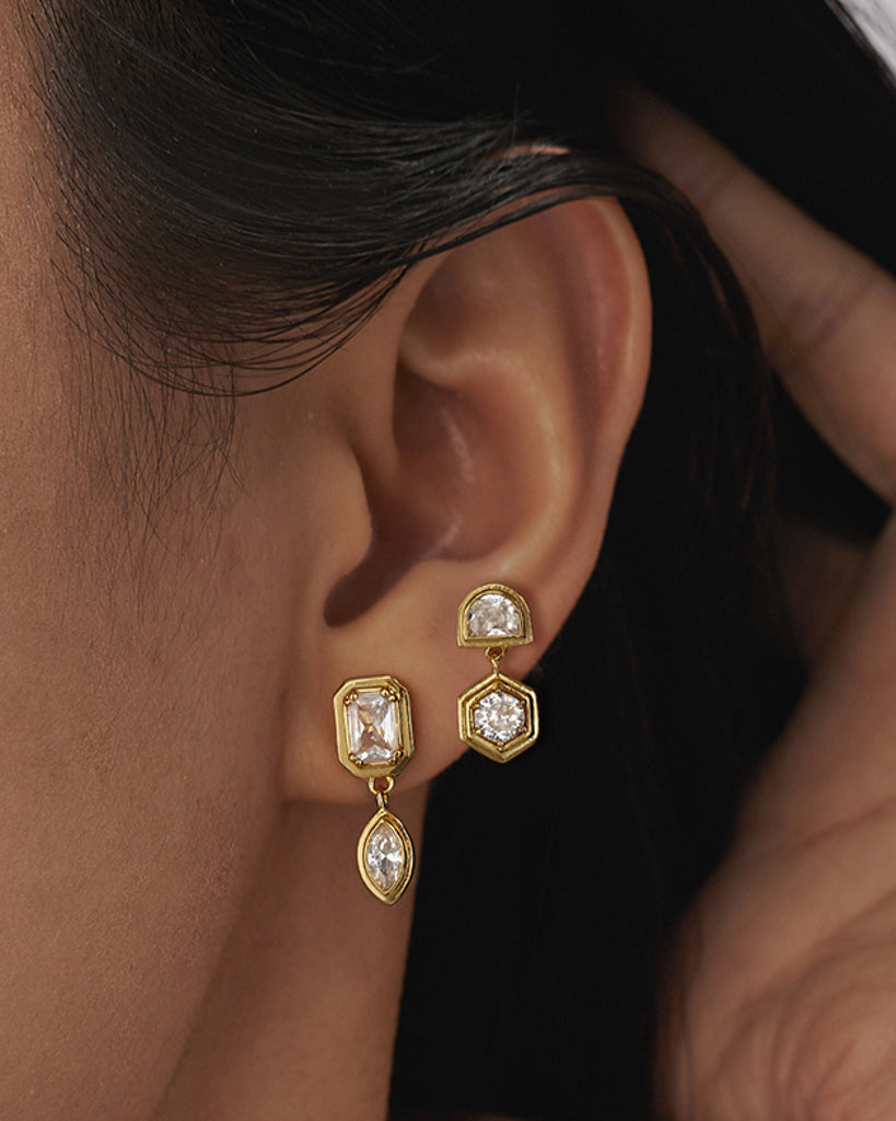 Stellar Bezel Studs Set - Gold - Earrings — alternate view