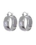 Ridged Pyramid Hoops - Silver