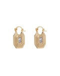 Ridged Pyramid Pendant Earrings - Gold