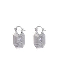 Ridged Pyramid Pendant Earrings - Silver