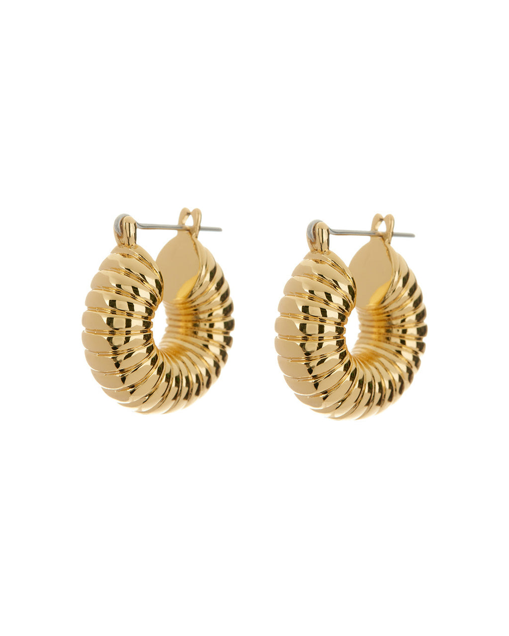 Ridged Mini Donut Hoops - Gold