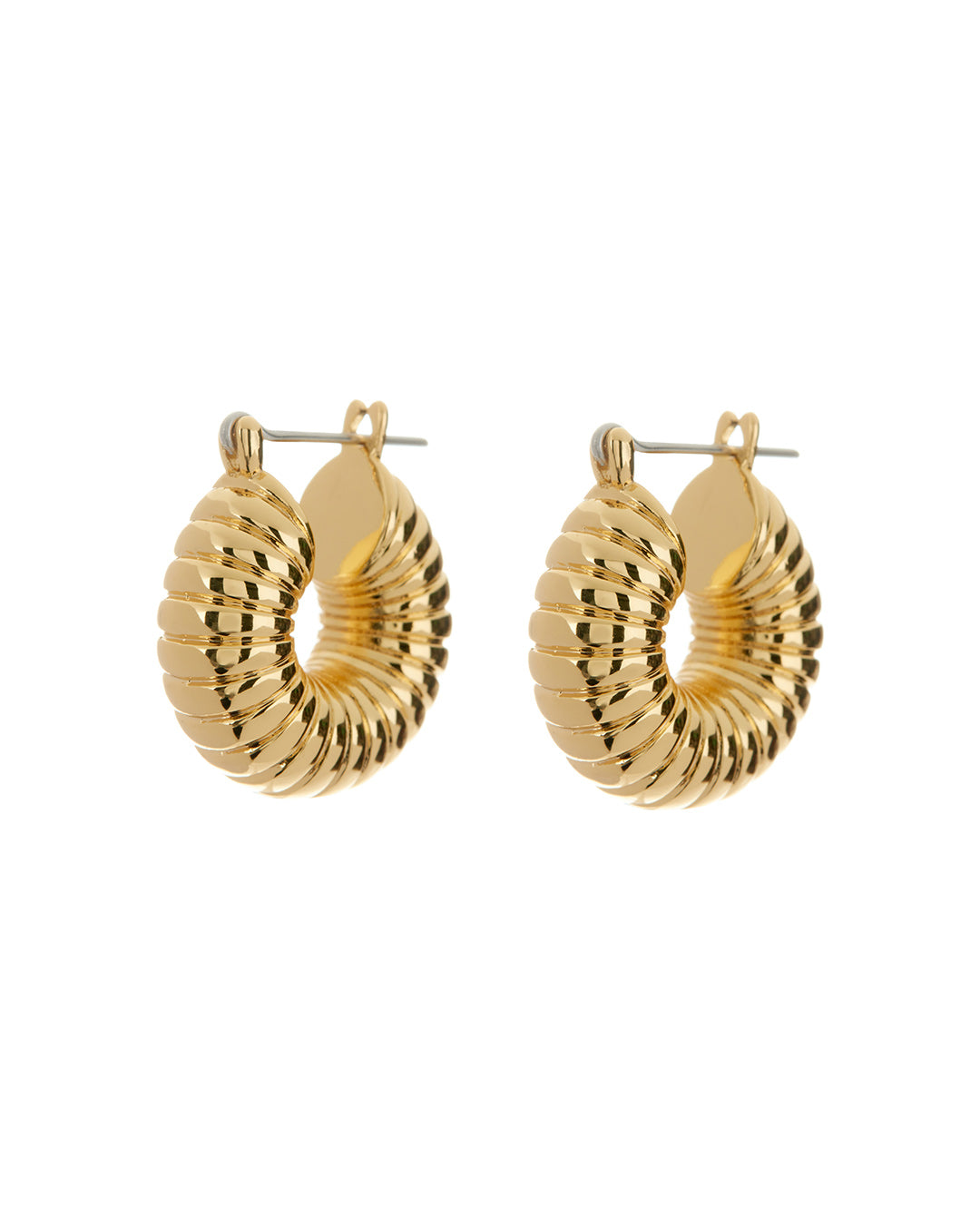 Ridged Mini Donut Hoops - Gold