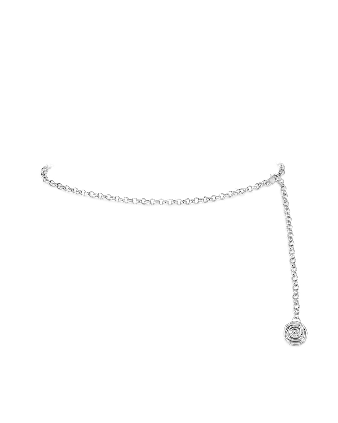 Rosette Coil Chain Belt- Silver in Rose Gold