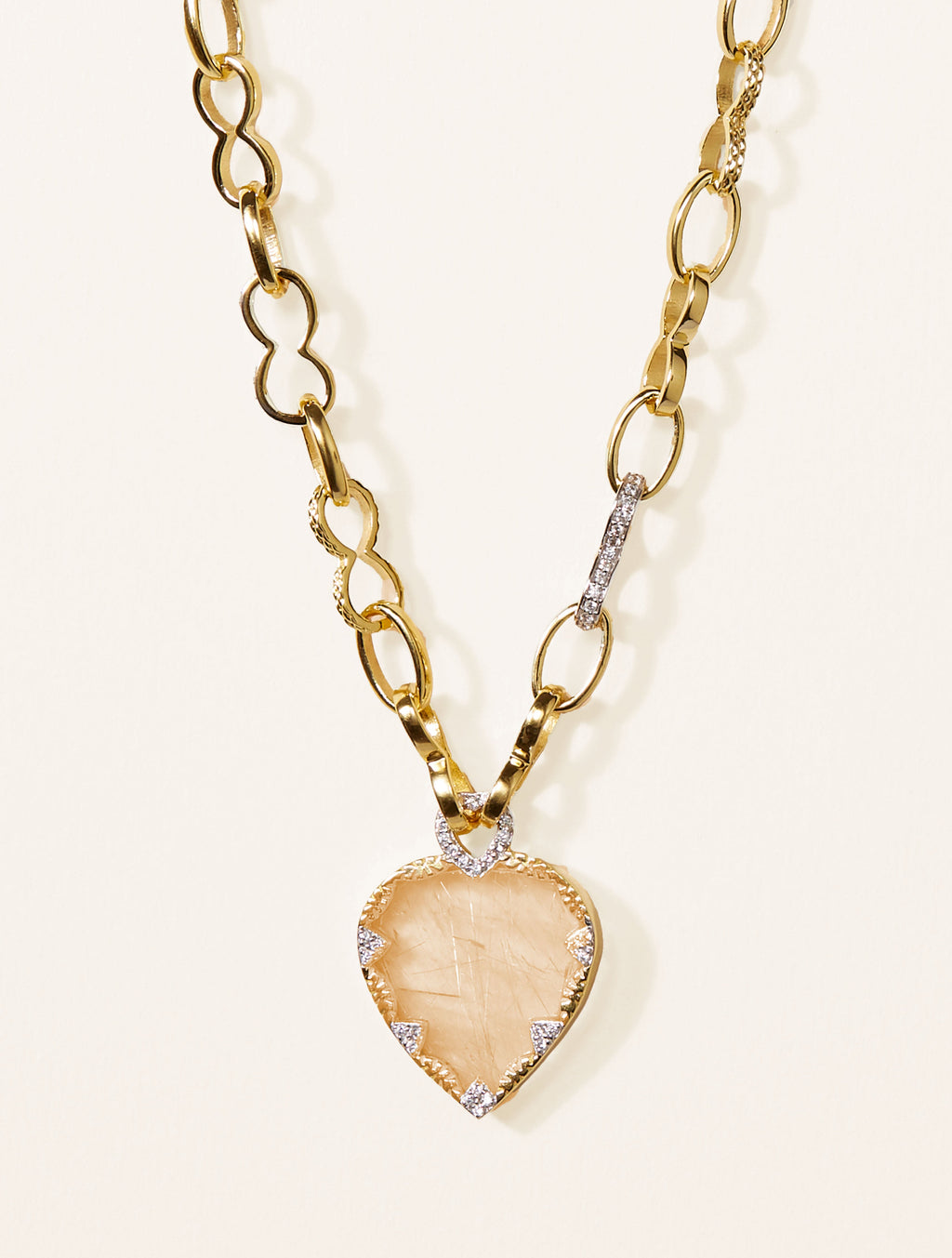 Lima Long Necklace - Rutilated quartz Golden - front view
