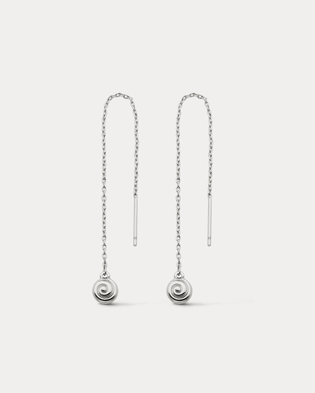 Seashell Threader Earrings in Silver — another angle