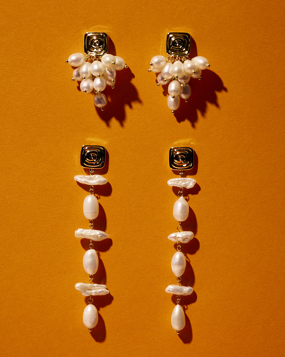 Seychelles Pearl Drop Studs - Gold - Earrings — detail view
