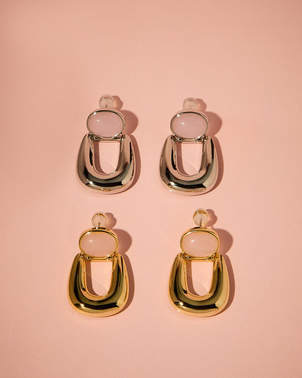 Rose Quartz Rio Earrings - Silver — detail view