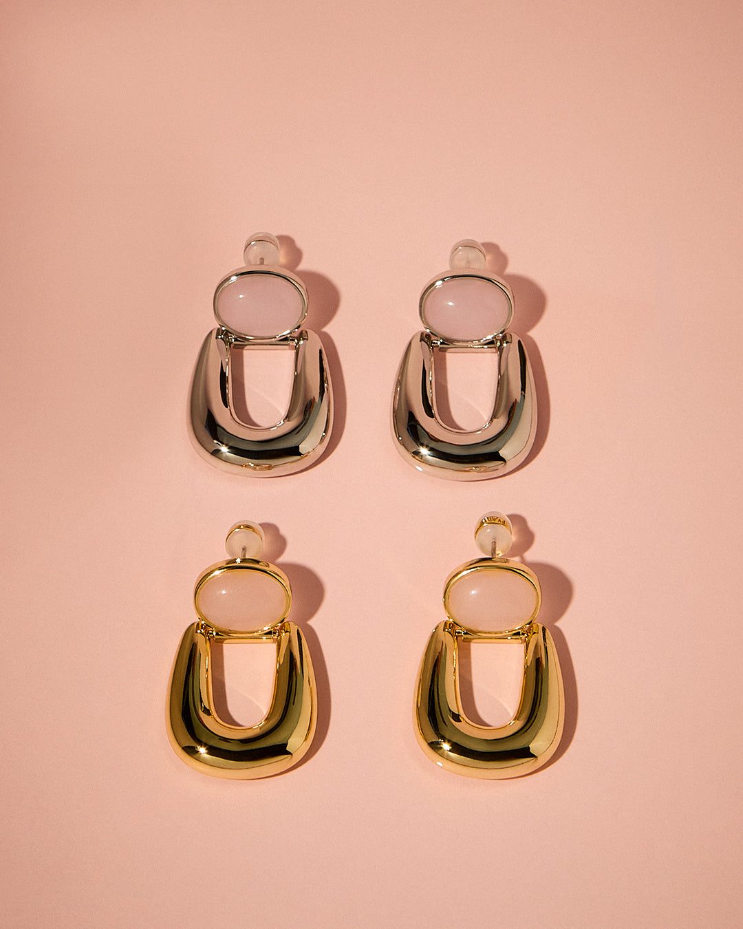 Rose Quartz Rio Earrings - Silver — detail view