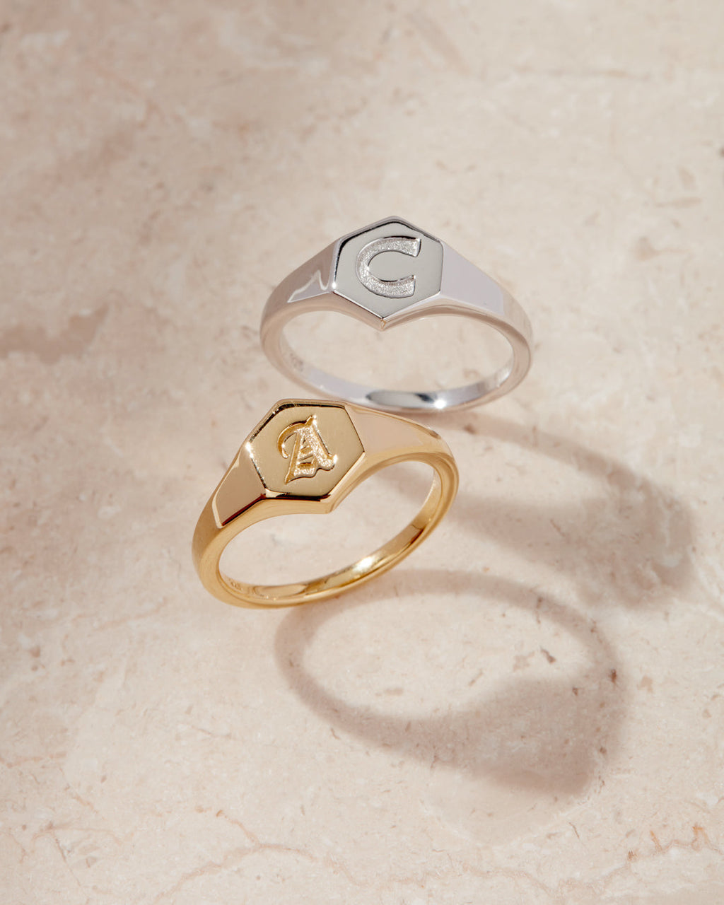 Hexagon Signet Ring [Vintage] — detail view