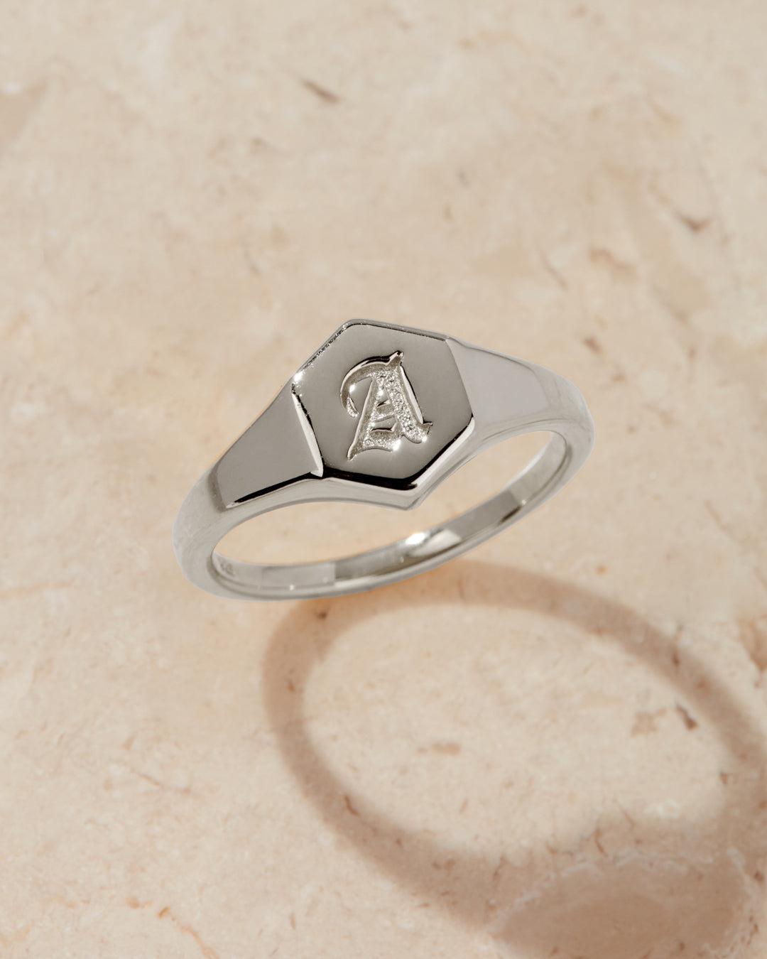 Hexagon Signet Ring [Old English] — detail view