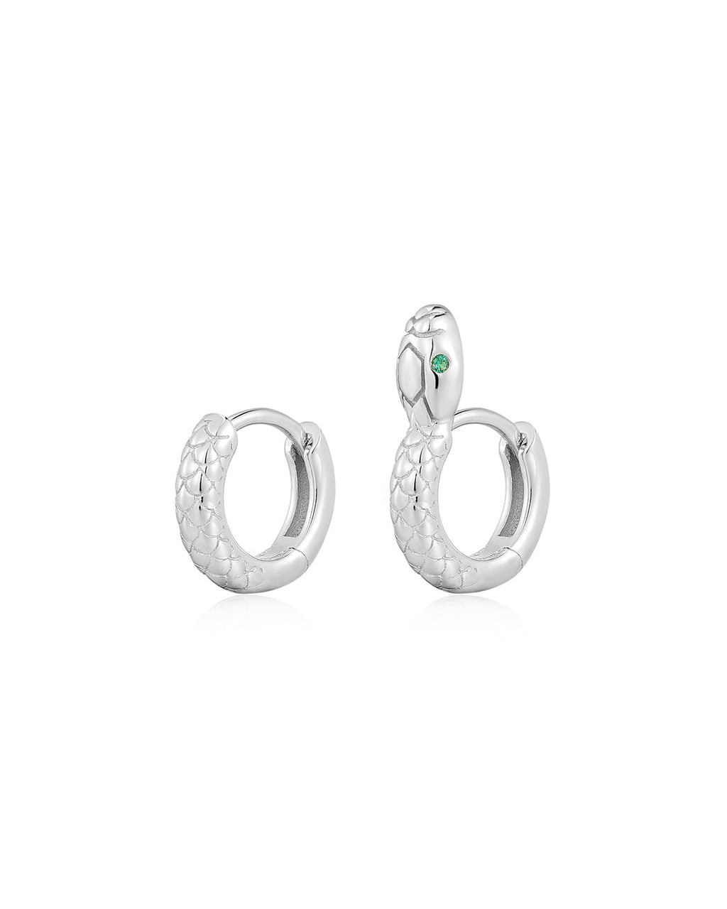 Serpent Huggies in Silver - Earrings — detail view