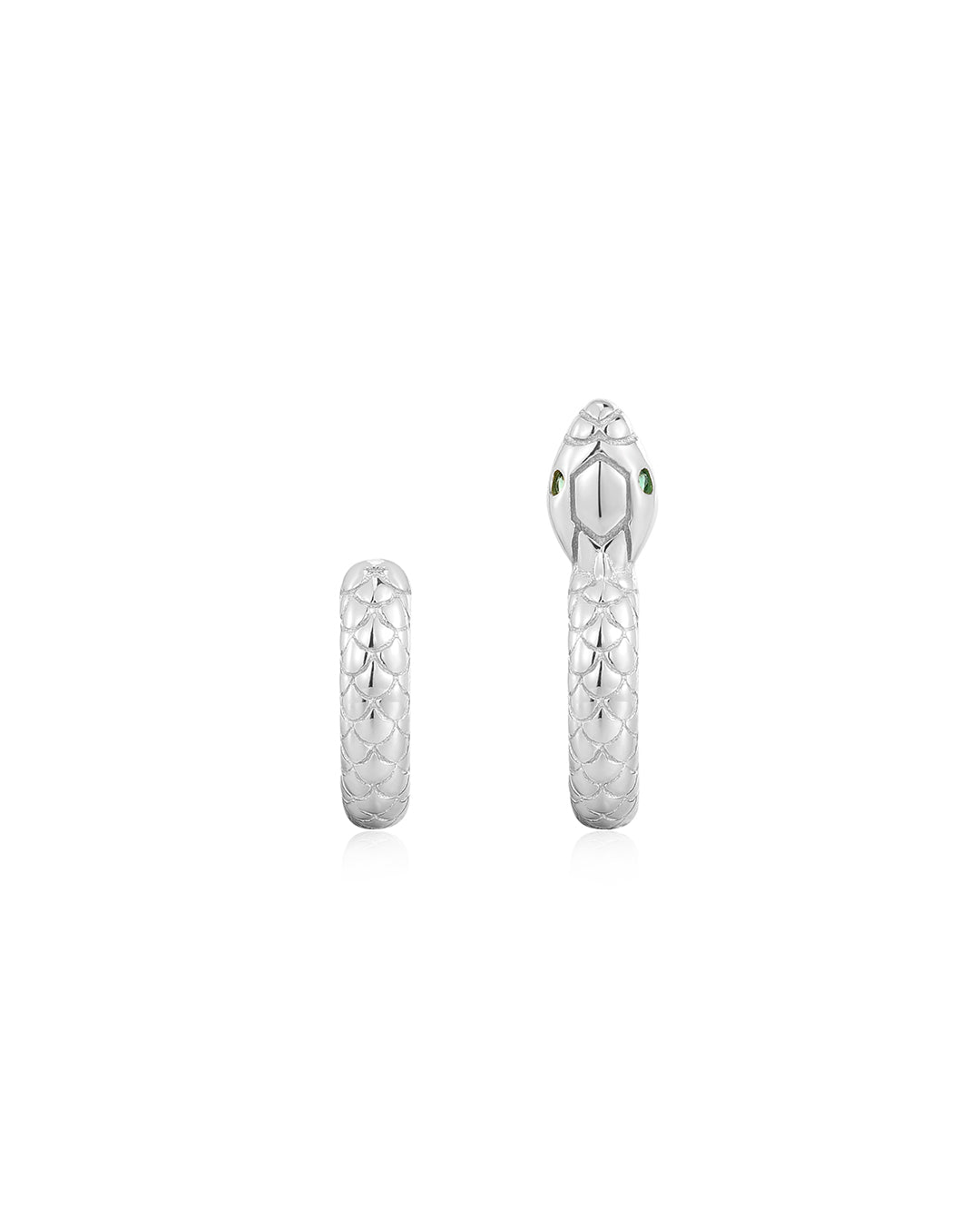 Serpent Huggies in Silver - Earrings — another angle