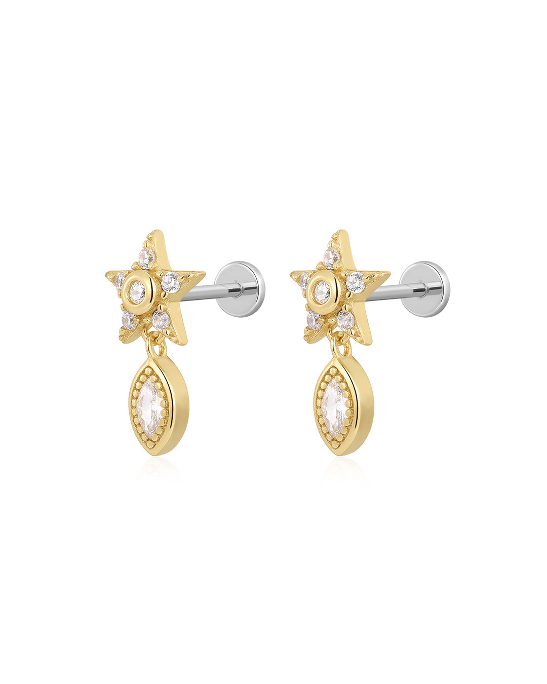 Star Dangle Studs in Gold - Earrings