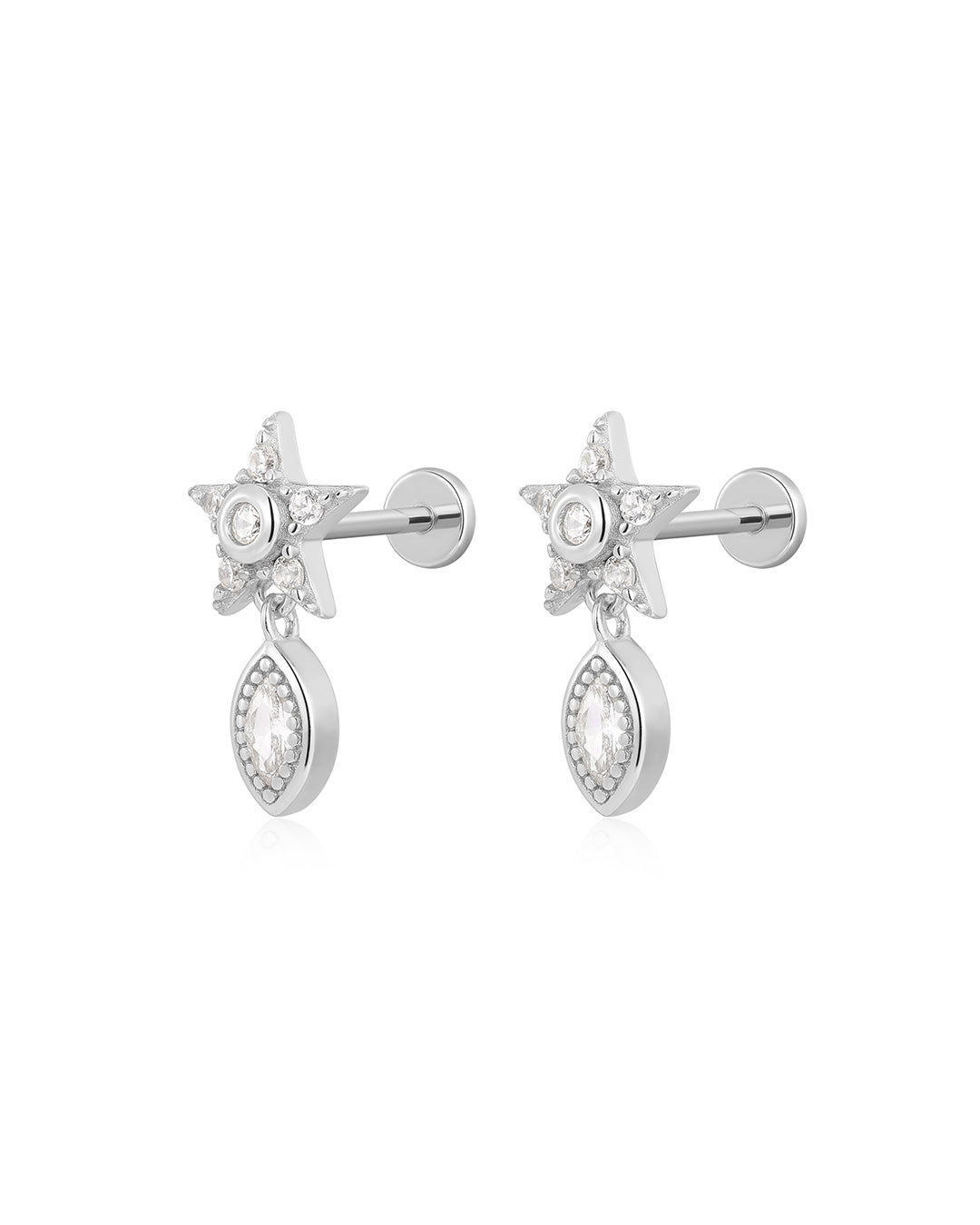 Star Dangle Studs in Silver - Earrings — alternate view