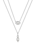 Stellar Bezel Charm Necklace Set - Silver