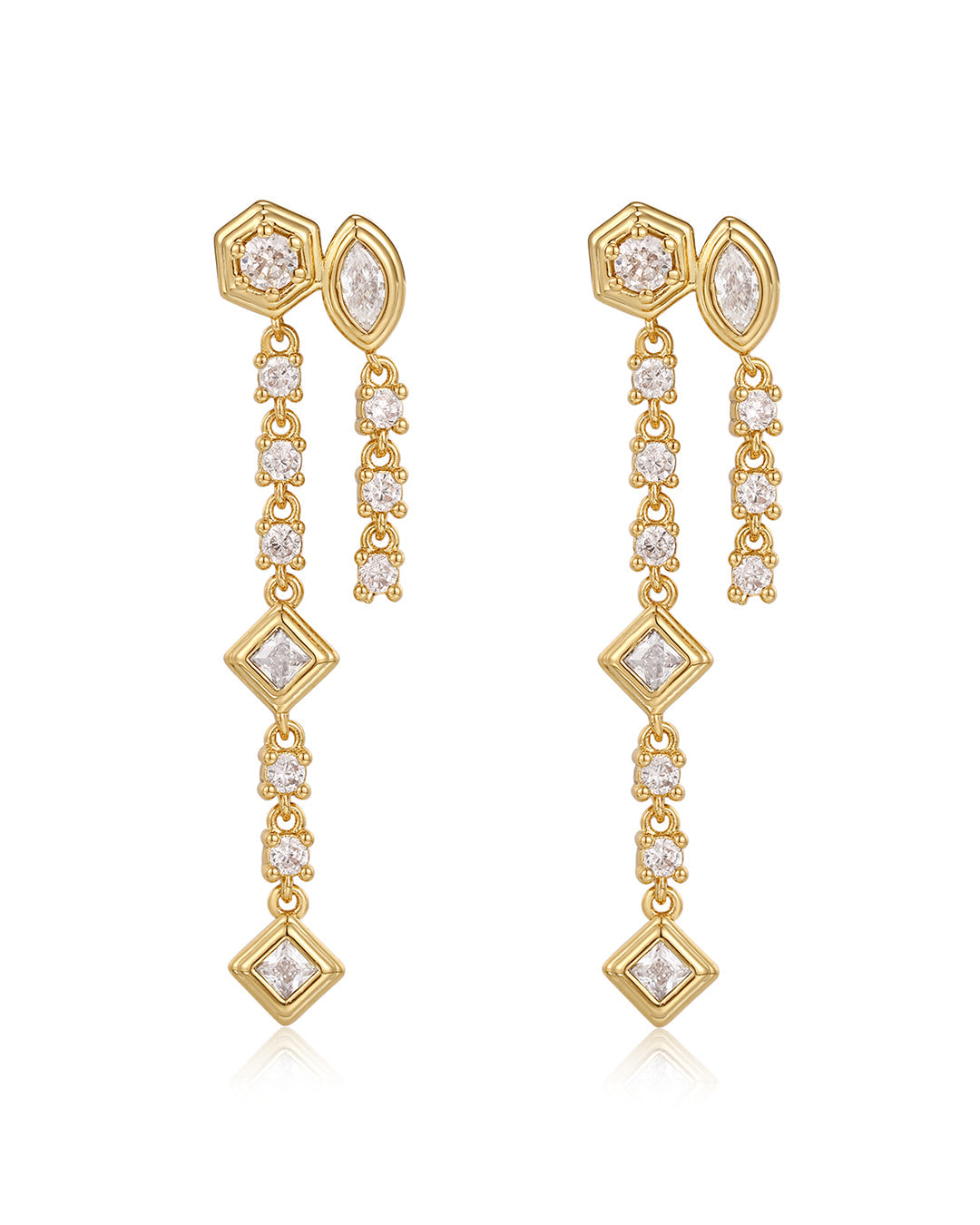 Stellar Bezel Double Studs - Gold - Earrings