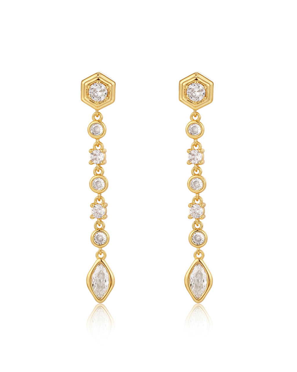 Stellar Bezel Drop Studs - Gold - Earrings