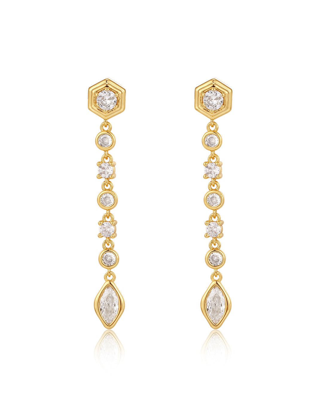 Stellar Bezel Drop Studs - Gold - Earrings
