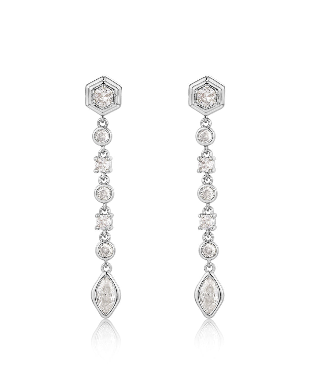 Stellar Bezel Drop Studs - Silver - Earrings
