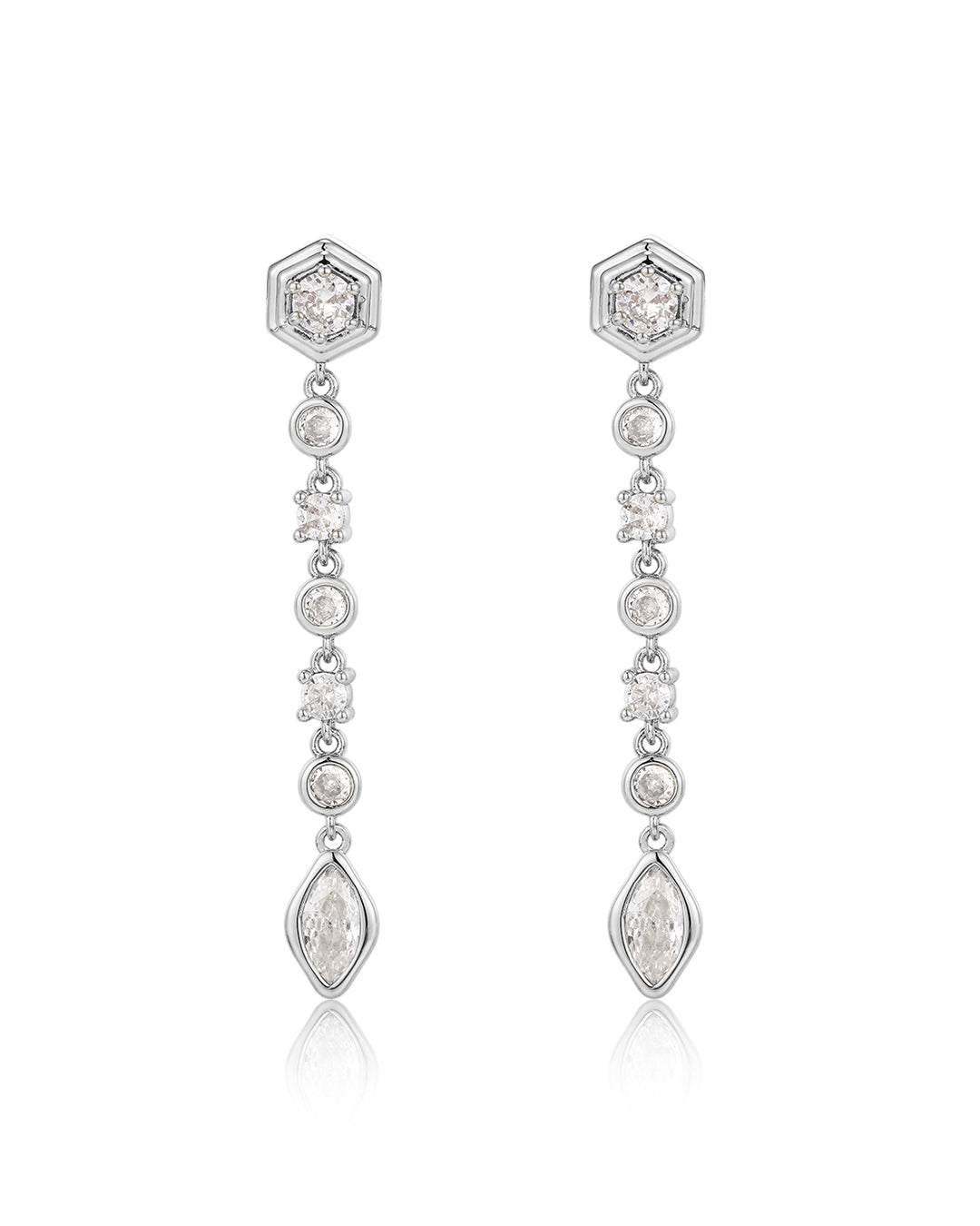 Stellar Bezel Drop Studs - Silver - Earrings