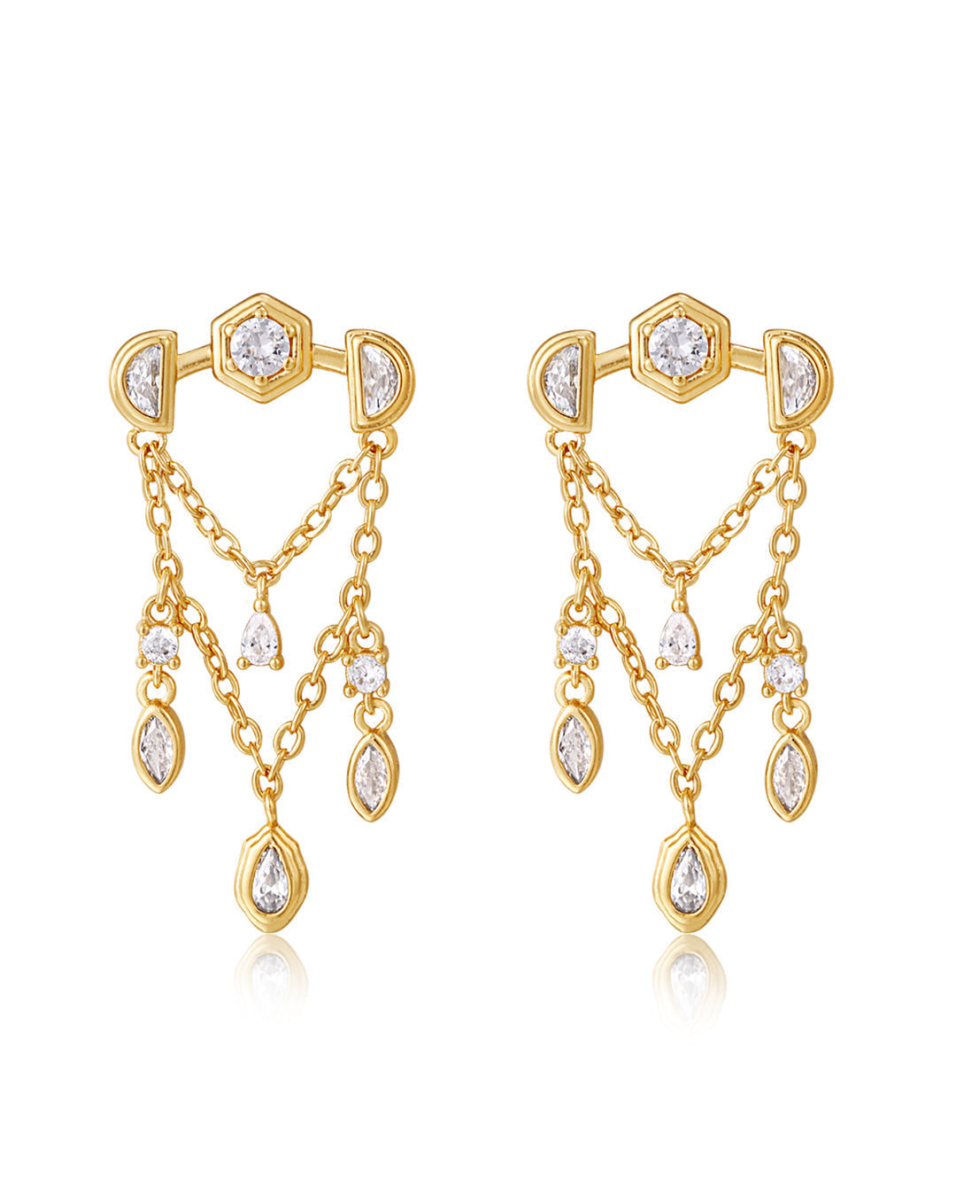 Stellar Bezel Shaker Studs - Gold - Earrings