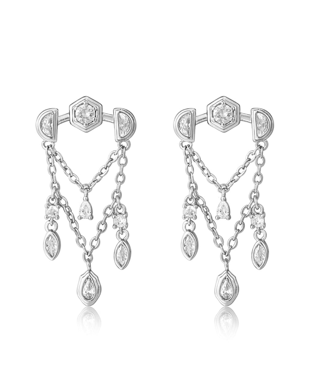 Stellar Bezel Shaker Studs - Silver - Earrings