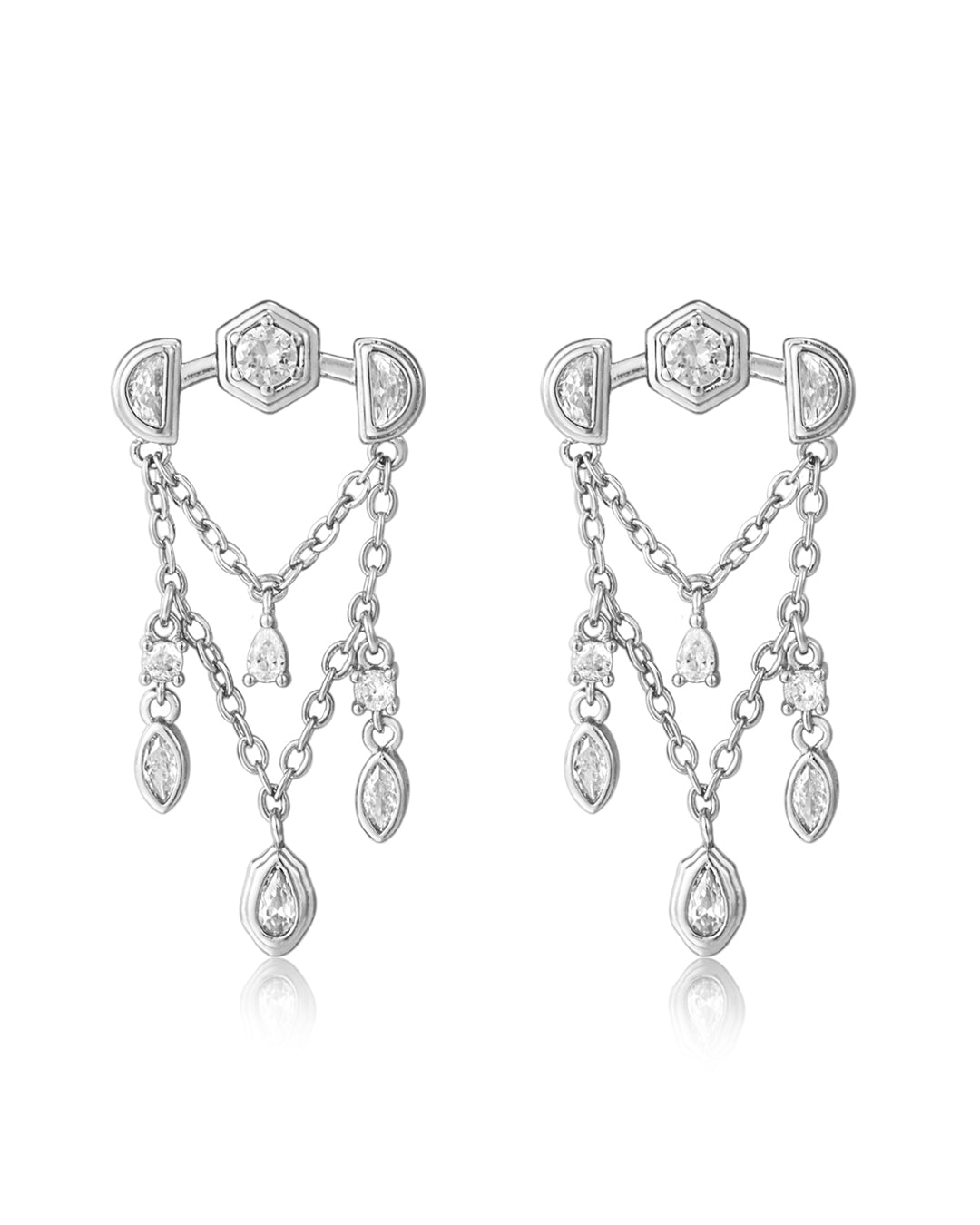 Stellar Bezel Shaker Studs - Silver - Earrings