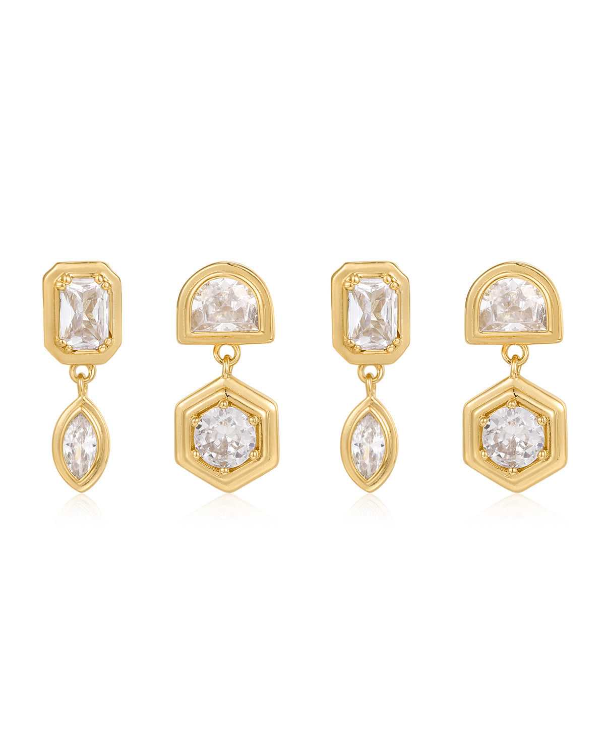 Stellar Bezel Studs Set - Gold - Earrings