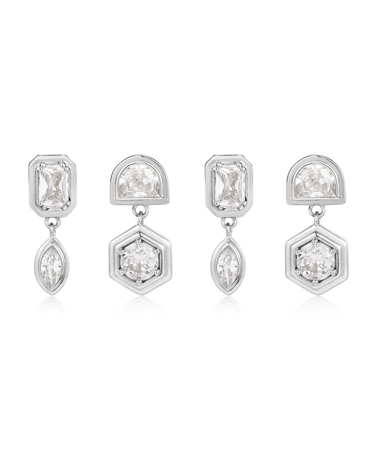 Stellar Bezel Studs Set - Silver - Earrings