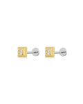 Pavé Step Cut Pyramid Studs in Gold - Earrings