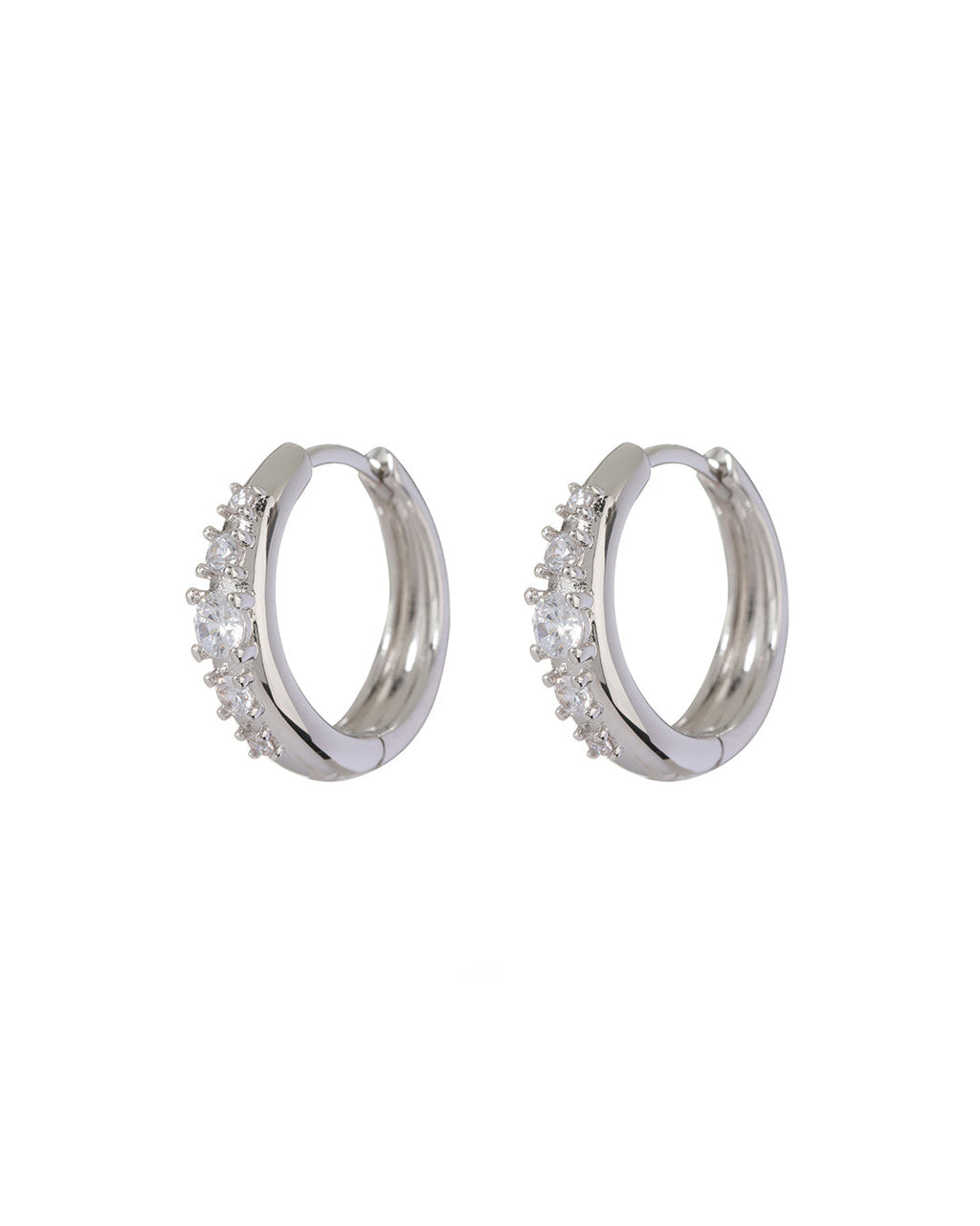 Stone Geneva Hoops - Silver