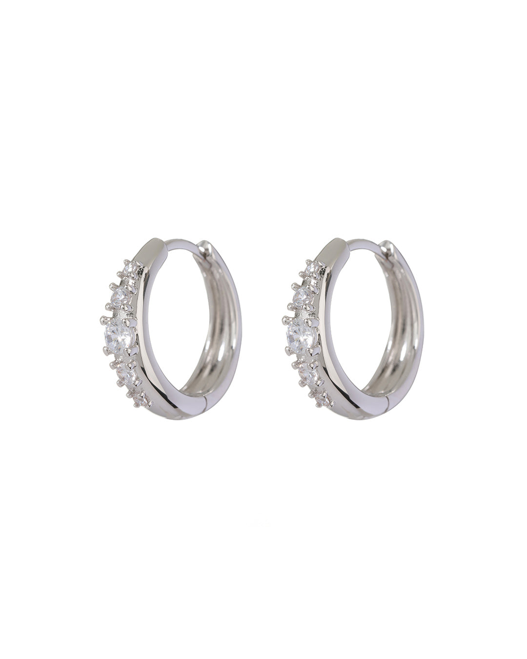 Stone Geneva Hoops - Silver