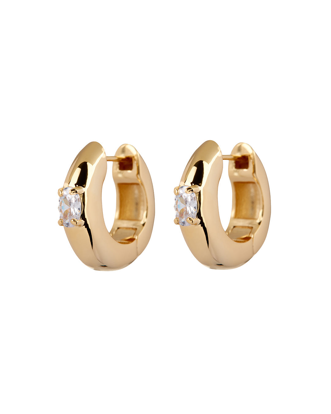 Stone Orb Hoops - Gold