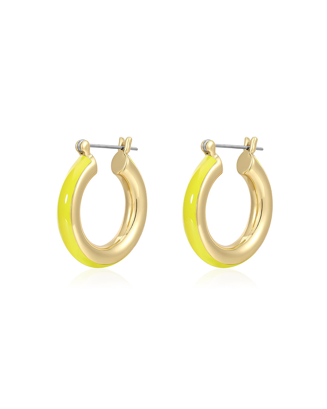 Stripe Baby Amalfi Hoops- Neon Yellow - Gold