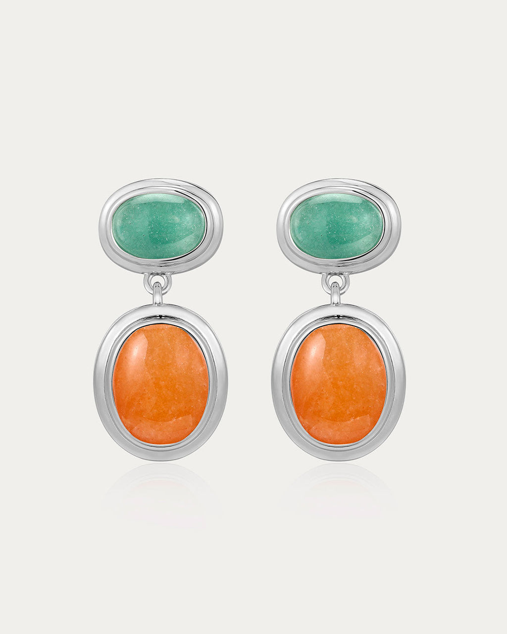 Sunset Double Stone Studs in Silver - Earrings — alternate view