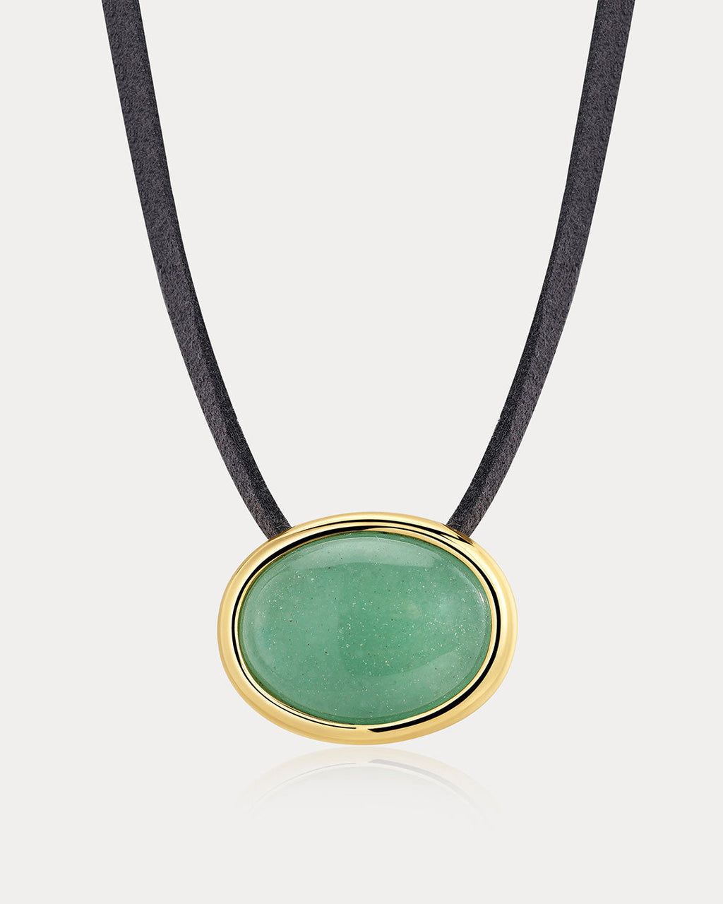 Sunset Stone Cord Necklace - Green in Gold