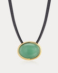 Sunset Stone Cord Necklace - Green in Gold