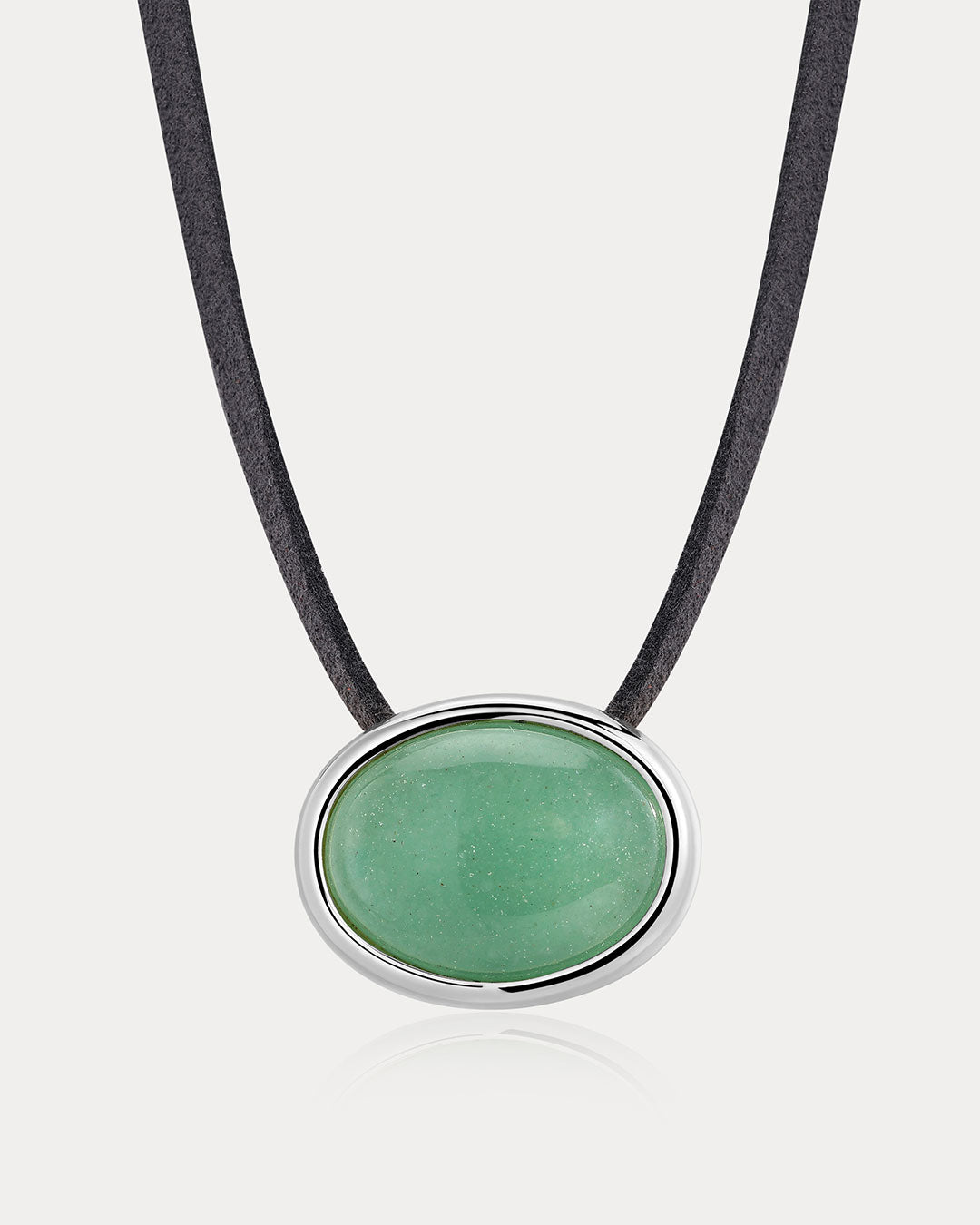 Sunset Stone Cord Necklace - Green in Silver — alternate view