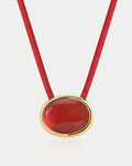 Sunset Stone Cord Necklace - Red in Gold