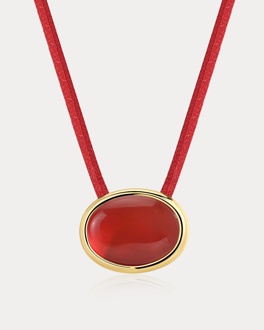 Sunset Stone Cord Necklace - Red in Gold