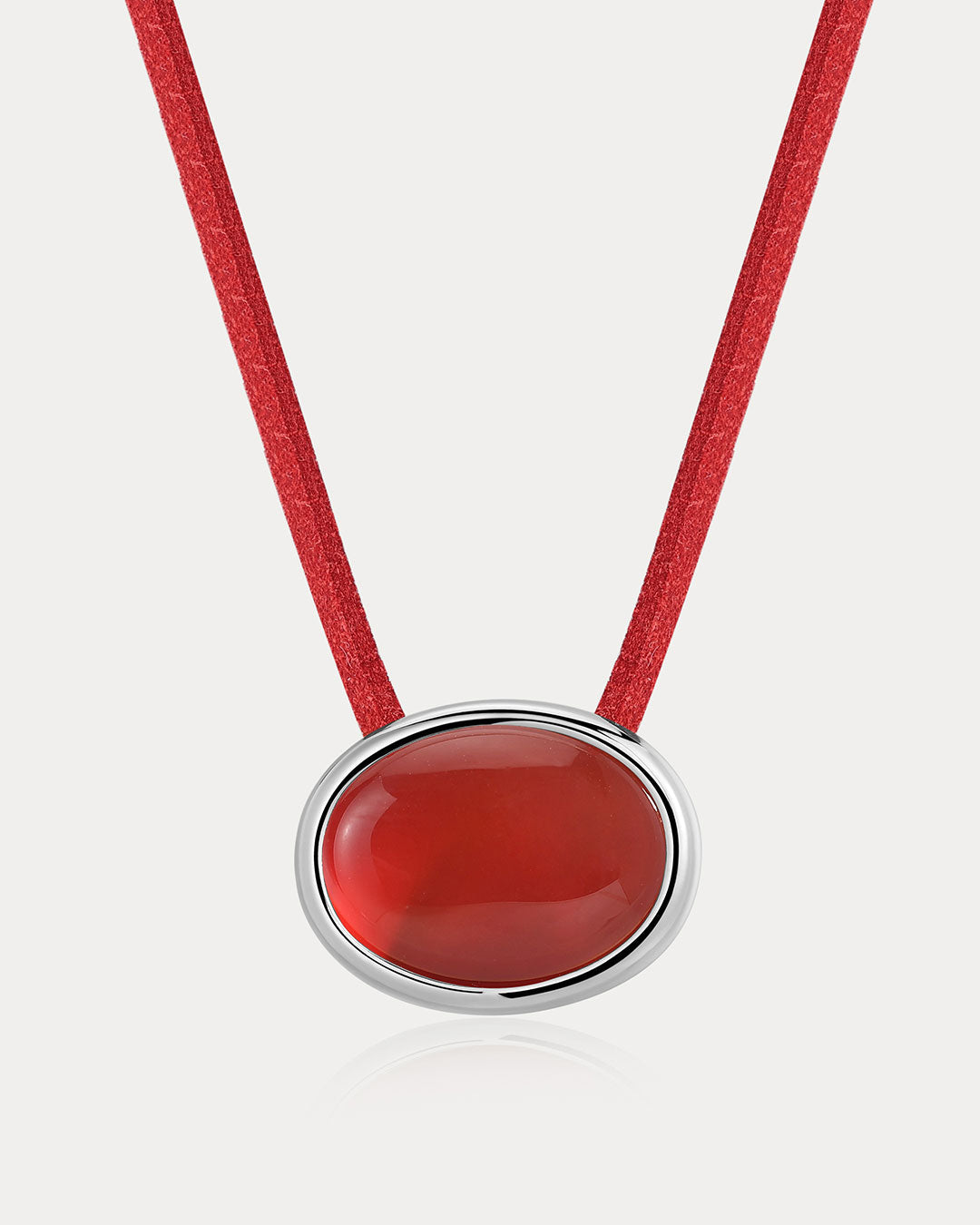 Sunset Stone Cord Necklace - Red in Silver — alternate view