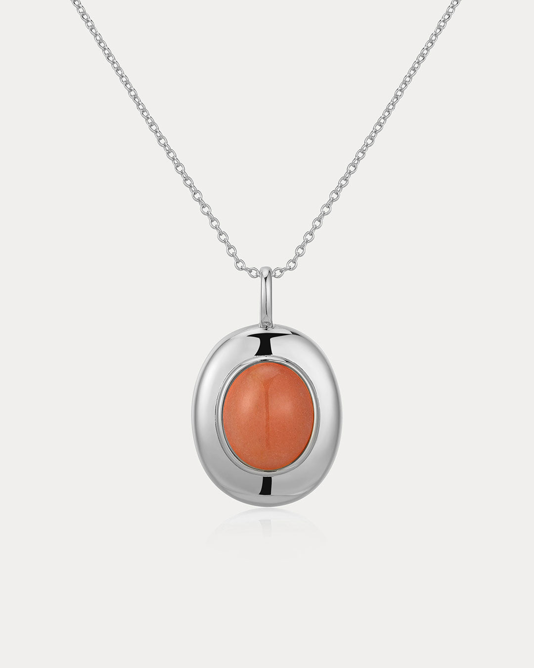 Sunset Stone Locket Necklace in Silver — alternate view