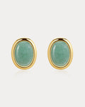 Sunset Stone Studs - Green in Gold - Earrings
